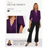image:imageWomens Business Casual Tops34 Sleeve Henley Shirts with Zip UpOffice Work Blouses Lightweight SummerPurple
