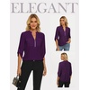image:imageWomens Business Casual Tops34 Sleeve Henley Shirts with Zip UpOffice Work Blouses Lightweight SummerPurple
