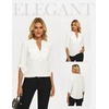 image:imageWomens Business Casual Tops34 Sleeve Henley Shirts with Zip UpOffice Work Blouses Lightweight SummerWhite