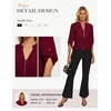 image:imageWomens Business Casual Tops34 Sleeve Henley Shirts with Zip UpOffice Work Blouses Lightweight SummerWine Red