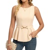 image:imageGRACE KARIN Peplum Tops for Women Work Business Casual Dressy Blouses ShirtsSleeveless Office Outfits with Tie Belt 2026Apricot