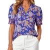 image:imageGRACE KARIN Women Boho Floral Tops Summer Puff Short Sleeve Dressy Casual Shirts 2026 Spring V Neck Vacation Work BlouseOrange Blue