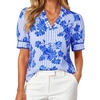 image:imageGRACE KARIN Women Boho Floral Tops Summer Puff Short Sleeve Dressy Casual Shirts 2026 Spring V Neck Vacation Work BlouseStriped Blue