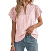 image:imageGRACE KARIN Womens Lace Short Sleeve Tops Summer Dressy Casual Cotton Blouses Flowy V Neck Dress Shirts Trendy Clothing 2026Light Pink