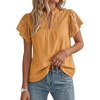 image:imageGRACE KARIN Womens Lace Short Sleeve Tops Summer Dressy Casual Cotton Blouses Flowy V Neck Dress Shirts Trendy Clothing 2026Orange