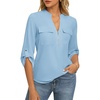 image:imageWomens Business Casual Tops34 Sleeve Henley Shirts with Zip UpOffice Work Blouses Lightweight SummerBlue