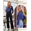 image:imageGRACE KARIN 2026 Womens Silky Satin Button Down Shirts Long Sleeve Work Blouses Dressy Casual TopsNavy Blue