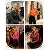 image:imageGRACE KARIN 2026 Womens Silky Satin Button Down Shirts Long Sleeve Work Blouses Dressy Casual TopsRed Orange