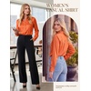 image:imageGRACE KARIN 2026 Womens Silky Satin Button Down Shirts Long Sleeve Work Blouses Dressy Casual TopsRed Orange