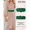 image:imageGRACE KARIN Belts for Women Suede Elastic Wide Belt Vintage Stretchy Chunky Buckle Belts SXXLSuedegreen