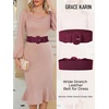 image:imageGRACE KARIN Belts for Women Suede Elastic Wide Belt Vintage Stretchy Chunky Buckle Belts SXXLSuedewine Red