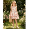 image:imageGRACE KARIN Girls Floral Smocked Dress Summer Layered Tie Shoulder Bowknot Flowy Dresses for 714 YearsApricot Pink Floral
