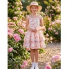 image:imageGRACE KARIN Girls Floral Smocked Dress Summer Layered Tie Shoulder Bowknot Flowy Dresses for 714 YearsApricot Pink Floral