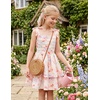 image:imageGRACE KARIN Girls Floral Smocked Dress Summer Layered Tie Shoulder Bowknot Flowy Dresses for 714 YearsApricot Pink Floral