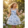 image:imageGRACE KARIN Girls Floral Smocked Dress Summer Layered Tie Shoulder Bowknot Flowy Dresses for 714 YearsBlue Floral