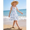 image:imageGRACE KARIN Girls Floral Smocked Dress Summer Layered Tie Shoulder Bowknot Flowy Dresses for 714 YearsBlue Floral