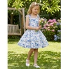 image:imageGRACE KARIN Girls Floral Smocked Dress Summer Layered Tie Shoulder Bowknot Flowy Dresses for 714 YearsBlue Floral