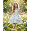 image:imageGRACE KARIN Girls Floral Smocked Dress Summer Layered Tie Shoulder Bowknot Flowy Dresses for 714 YearsGreen