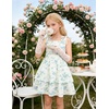 image:imageGRACE KARIN Girls Floral Smocked Dress Summer Layered Tie Shoulder Bowknot Flowy Dresses for 714 YearsGreen