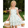image:imageGRACE KARIN Girls Floral Smocked Dress Summer Layered Tie Shoulder Bowknot Flowy Dresses for 714 YearsGreen