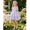 image:imageGRACE KARIN Girls Floral Smocked Dress Summer Layered Tie Shoulder Bowknot Flowy Dresses for 714 YearsPurple Floral