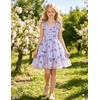 image:imageGRACE KARIN Girls Floral Smocked Dress Summer Layered Tie Shoulder Bowknot Flowy Dresses for 714 YearsPurple Floral