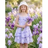 image:imageGRACE KARIN Girls Floral Smocked Dress Summer Layered Tie Shoulder Bowknot Flowy Dresses for 714 YearsPurple Floral