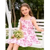 image:imageGRACE KARIN Girls Floral Smocked Dress Summer Layered Tie Shoulder Bowknot Flowy Dresses for 714 YearsRose Red