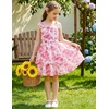 image:imageGRACE KARIN Girls Floral Smocked Dress Summer Layered Tie Shoulder Bowknot Flowy Dresses for 714 YearsRose Red