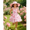 image:imageGRACE KARIN Girls Floral Smocked Dress Summer Layered Tie Shoulder Bowknot Flowy Dresses for 714 YearsRose Red