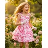 image:imageGRACE KARIN Girls Floral Smocked Dress Summer Layered Tie Shoulder Bowknot Flowy Dresses for 714 YearsRose Red