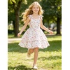 image:imageGRACE KARIN Girls Floral Smocked Dress Summer Layered Tie Shoulder Bowknot Flowy Dresses for 714 YearsWhite Pink Floral