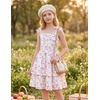 image:imageGRACE KARIN Girls Floral Smocked Dress Summer Layered Tie Shoulder Bowknot Flowy Dresses for 714 YearsWhite Pink Floral