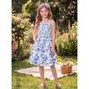 image:imageGRACE KARIN Girls Floral Summer Dress Tween Girl 2 Layerr Cami Smocked Dresses Boho Midi Sundress Size 716Blue Big Floral