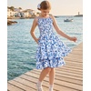 image:imageGRACE KARIN Girls Floral Summer Dress Tween Girl 2 Layerr Cami Smocked Dresses Boho Midi Sundress Size 716Blue Big Floral