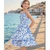 image:imageGRACE KARIN Girls Floral Summer Dress Tween Girl 2 Layerr Cami Smocked Dresses Boho Midi Sundress Size 716Blue Big Floral