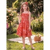 image:imageGRACE KARIN Girls Floral Summer Dress Tween Girl 2 Layerr Cami Smocked Dresses Boho Midi Sundress Size 716Orange White Floral