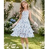 image:imageGRACE KARIN Girls Floral Summer Dress Tween Girl 2 Layerr Cami Smocked Dresses Boho Midi Sundress Size 716White Blue Floral