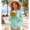 image:imageGRACE KARIN Girls One Piece Swimsuits Long Sleeve Bathing Suits Swimwear 514YGreen Floral