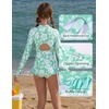 image:imageGRACE KARIN Girls One Piece Swimsuits Long Sleeve Bathing Suits Swimwear 514YGreen Floral