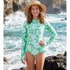 image:imageGRACE KARIN Girls One Piece Swimsuits Long Sleeve Bathing Suits Swimwear 514YGreen Floral