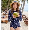 image:imageGRACE KARIN Girls One Piece Swimsuits Long Sleeve Bathing Suits Swimwear 514YNavy Blue Daisy