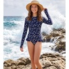 image:imageGRACE KARIN Girls One Piece Swimsuits Long Sleeve Bathing Suits Swimwear 514YNavy Blue Daisy