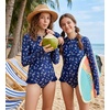 image:imageGRACE KARIN Girls One Piece Swimsuits Long Sleeve Bathing Suits Swimwear 514YNavy Blue Daisy