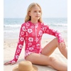 image:imageGRACE KARIN Girls One Piece Swimsuits Long Sleeve Bathing Suits Swimwear 514YPink White Floral