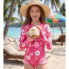 image:imageGRACE KARIN Girls One Piece Swimsuits Long Sleeve Bathing Suits Swimwear 514YPink White Floral