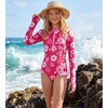 image:imageGRACE KARIN Girls One Piece Swimsuits Long Sleeve Bathing Suits Swimwear 514YPink White Floral