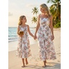 image:imageGRACE KARIN Mommy and Me Floral Smocked DressSpaghetti Strap Boho DressSummer Maxi Dress with PocketsApricot Flower
