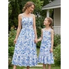 image:imageGRACE KARIN Mommy and Me Floral Smocked DressSpaghetti Strap Boho DressSummer Maxi Dress with PocketsBlue Flower