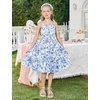 image:imageGRACE KARIN Mommy and Me Floral Smocked DressSpaghetti Strap Boho DressSummer Maxi Dress with PocketsBlue Flower